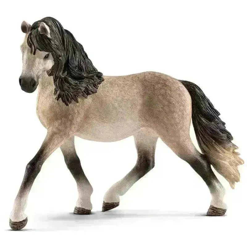 A detailed schleich model of a light tan horse with a flowing black mane in toys for children with a passion for animals
