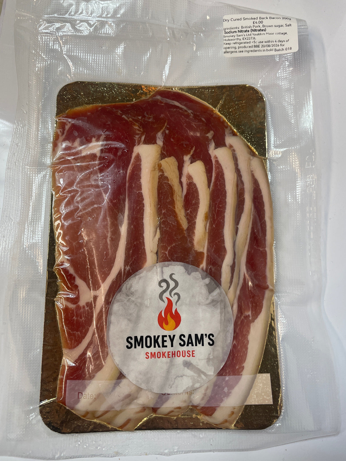 Smokey Sam's Dry Cured Smoked Back Bacon
