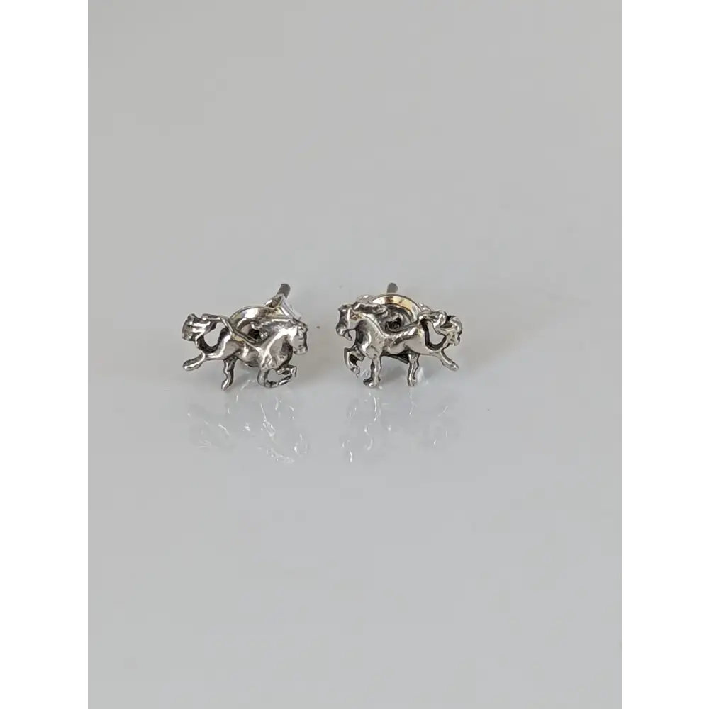 925 Silver Galloping Horse Studs – Handmade Equestrian Earrings Earrings