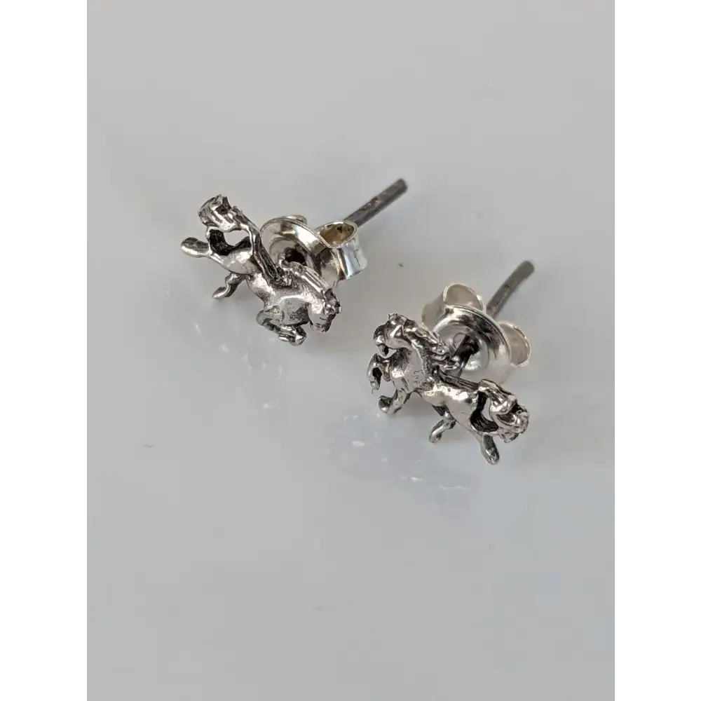 925 Silver Galloping Horse Studs – Handmade Equestrian Earrings Earrings