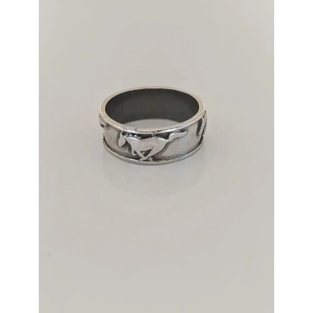 925 Silver Galloping Horses Band – Equestrian-Inspired Ring for Him or Her G Rings