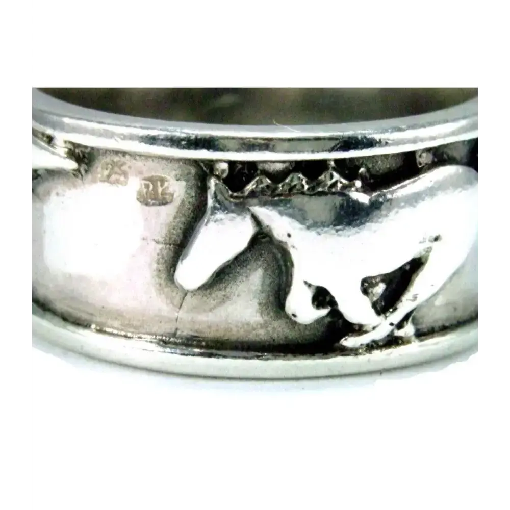 925 Silver Galloping Horses Band – Equestrian-Inspired Ring for Him or Her G Rings