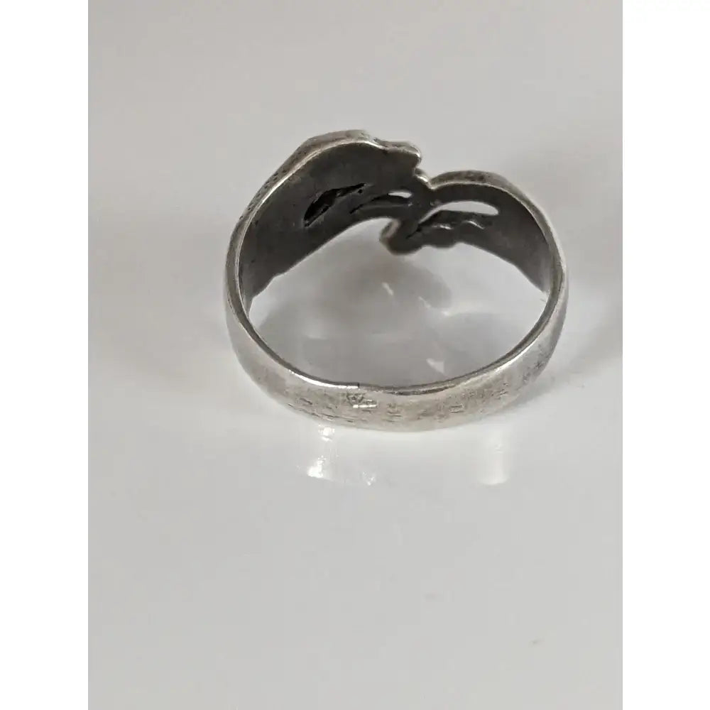 Silver greyhound ring with textured hand-forged band and intricate openwork design in sterling silver for dog lovers