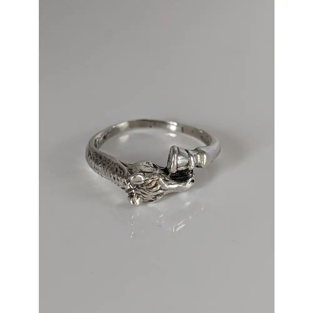 925 silver horse head and hoof ring with textured scales is a stylish equestrian gift ring for him or her