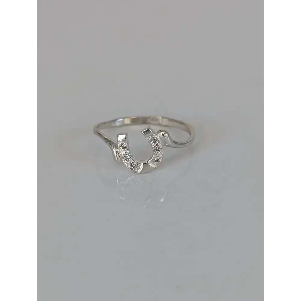 925 Silver Horseshoe Ring with Zirconia – Lucky Equestrian Gift E Rings