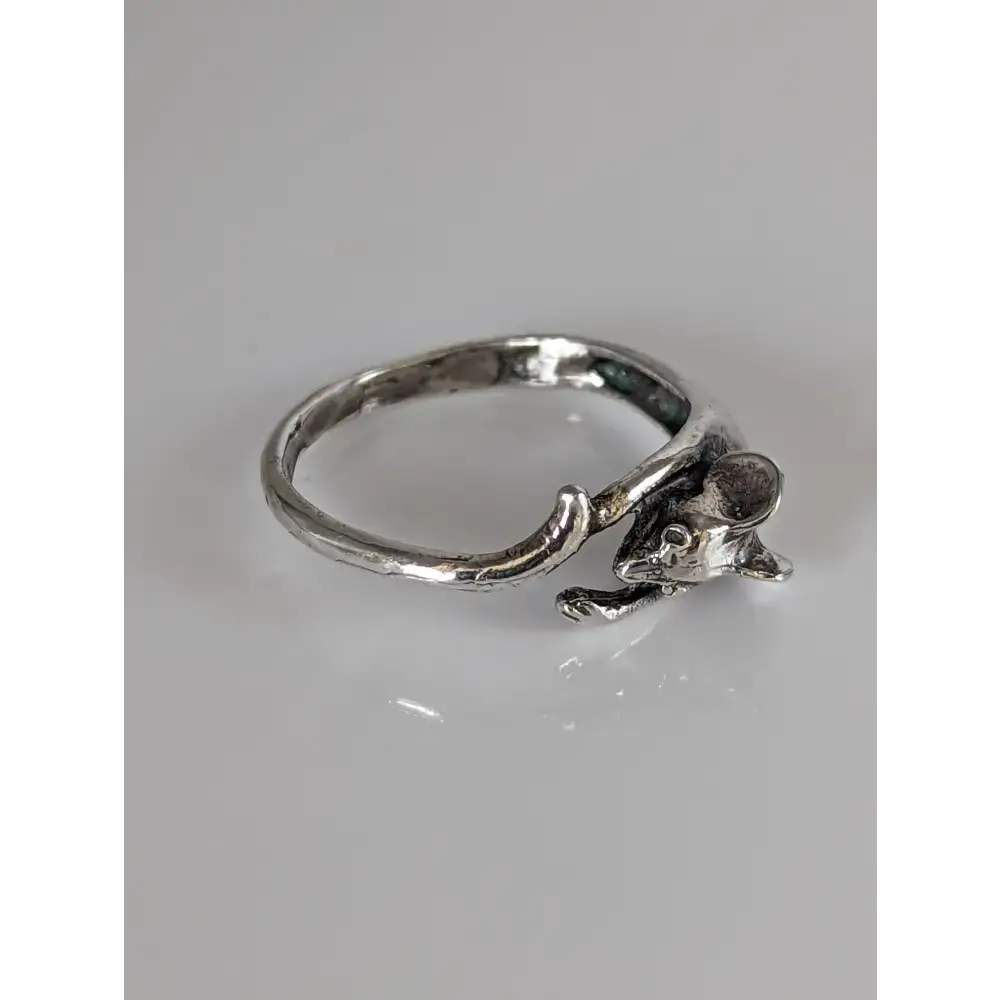 925 Silver Mouse Ring – Handmade Whimsical Wrap-Around Design G Rings