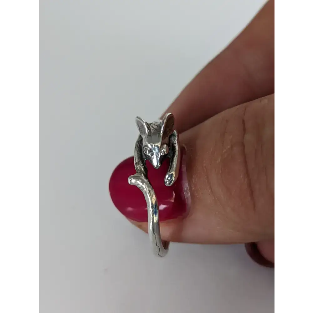 925 Silver Mouse Ring – Handmade Whimsical Wrap-Around Design G Rings