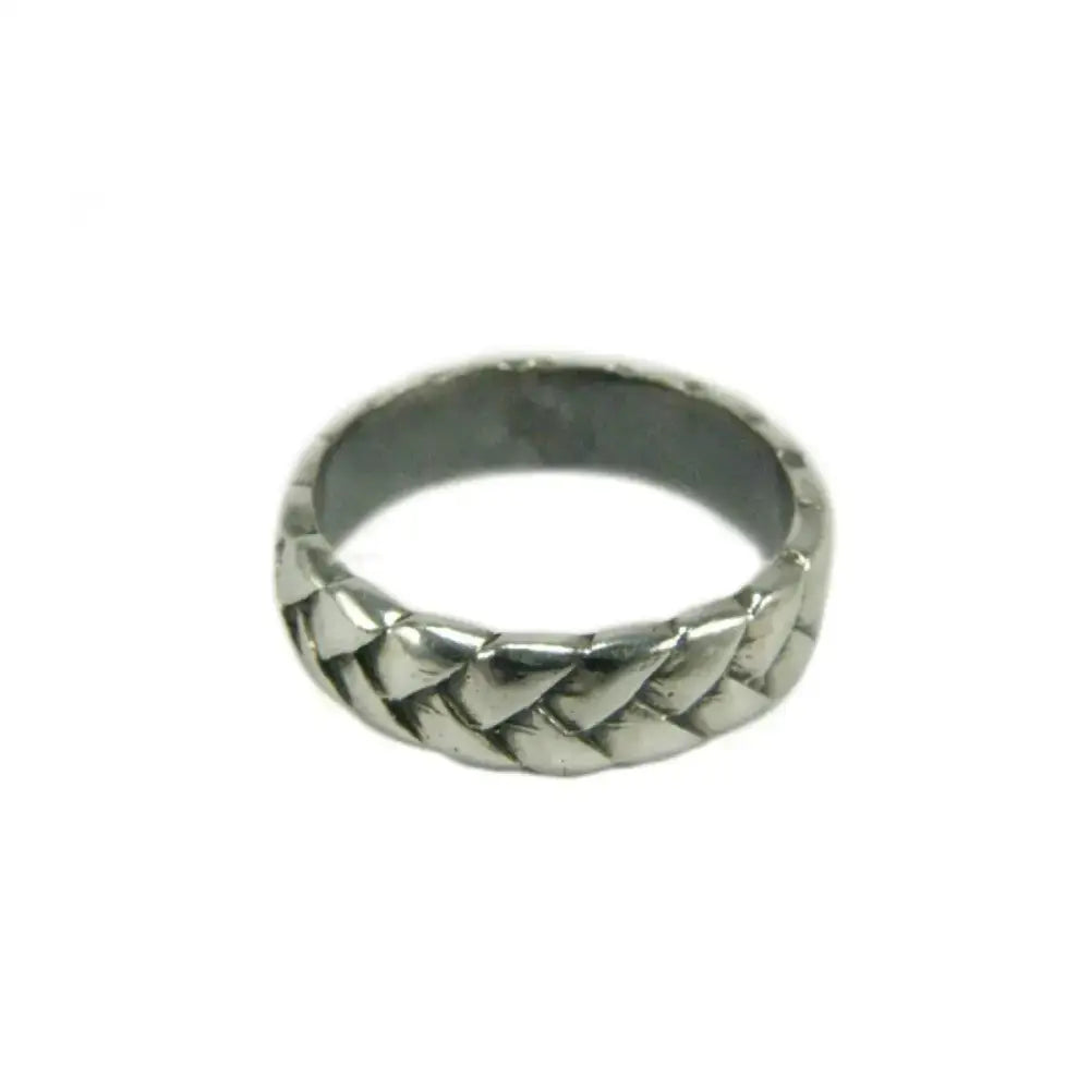 Silver plaited mane ring with a textured braided pattern handmade equestrian band for him and her