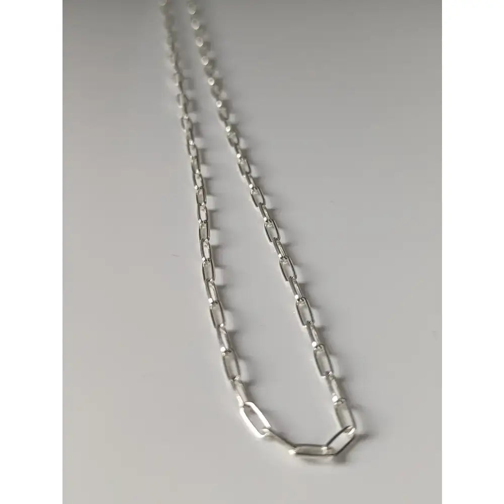 Silver-toned sterling silver chain necklace with sleek minimalist design from small artisan batches timeless jewellery