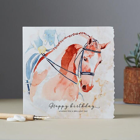 Deckled Edge Fanciful Dolomite Card Happy Birthday Dressage Horse Head Gift Cards Barnstaple Equestrian Supplies