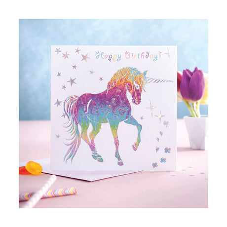 Deckled Edge Prancing Myth Card Happy Birthday Unicorn Head Horsey Greeting Cards Barnstaple Equestrian Supplies