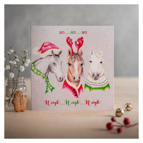 Deckled Edge Christmas Card  Ho Ho Ho Gift Cards Barnstaple Equestrian Supplies