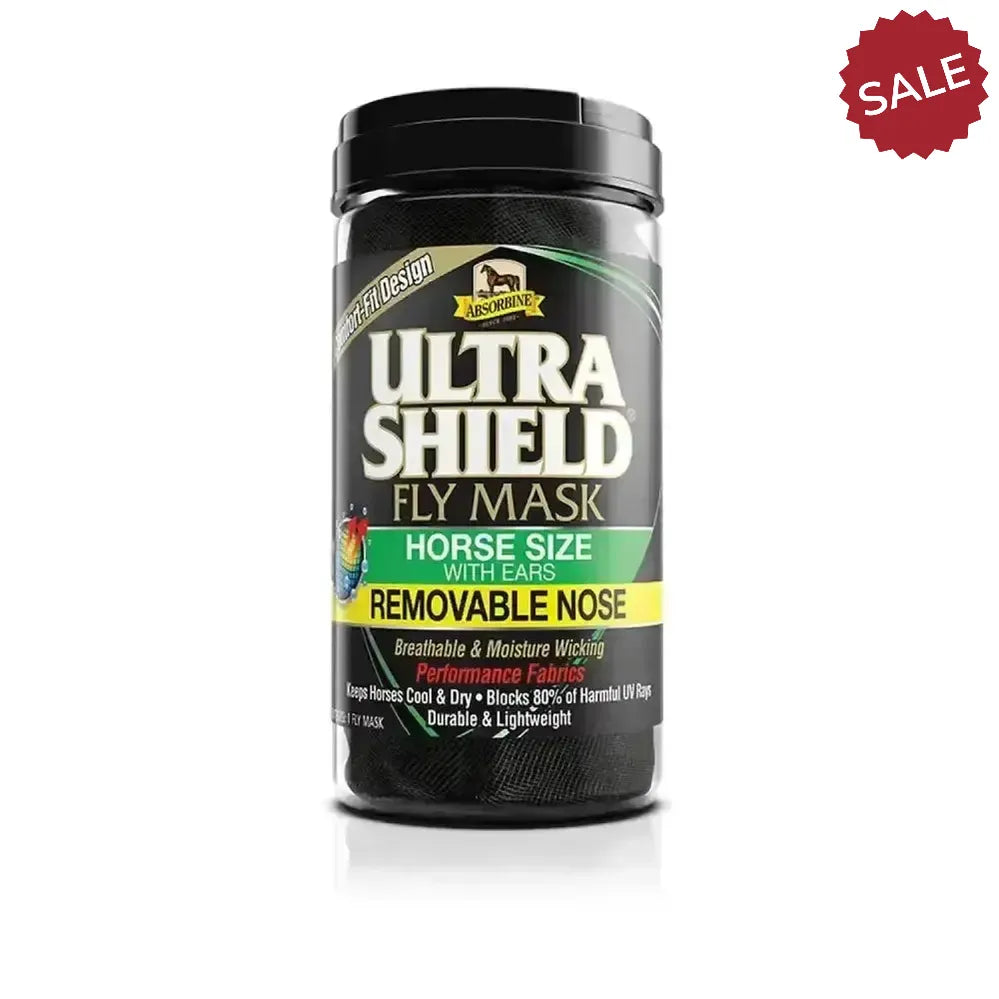 Absorbine Ultrashield Fly Mask C/W Removable Nose Horse Black Fly Masks