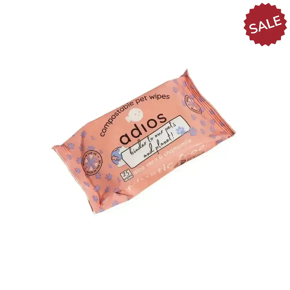 Adios Compostable Pet Wipes 25 Wipes Pet Wipes