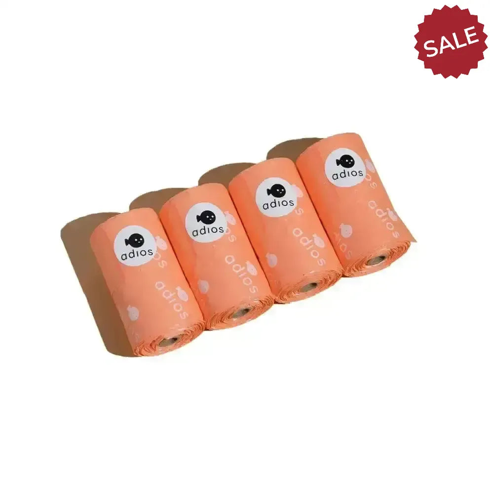 Adios Handle On A Roll Poo Bags 4 Rolls 4 Rolls (60 Bags) Coral Pink Poop Bags