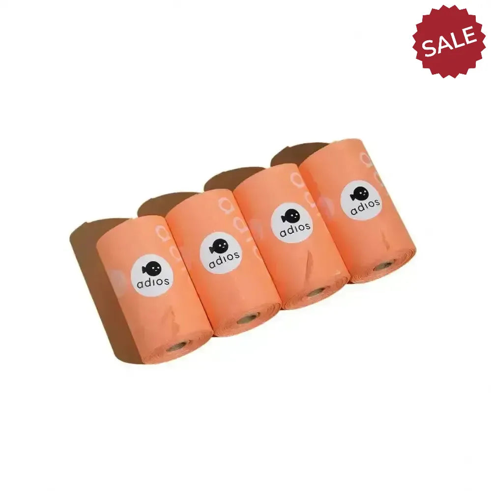 Adios Non Handle Poo Bags 4 Rolls 4 Rolls (60 Bags) Coral Pink Poop Bags