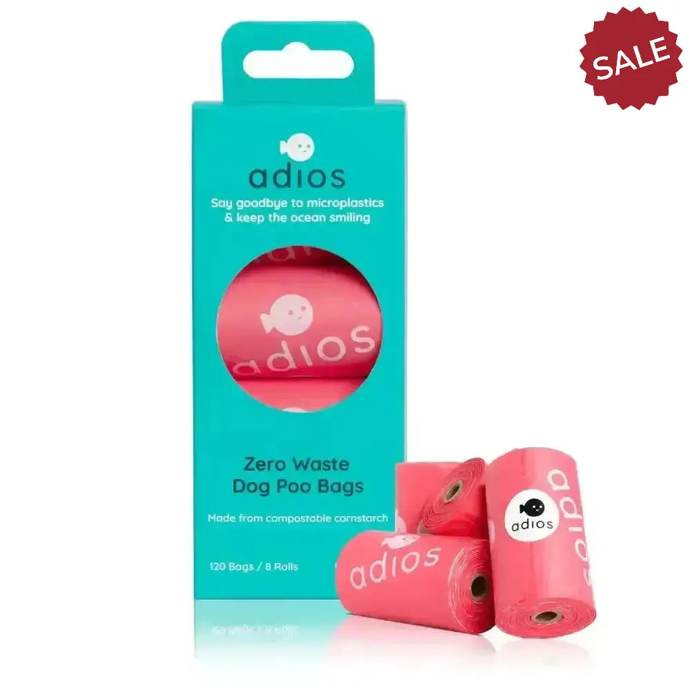 Adios Non Handle Poo Bags 8 Rolls 8 Rolls (120 Bags) Coral Pink Poop Bags