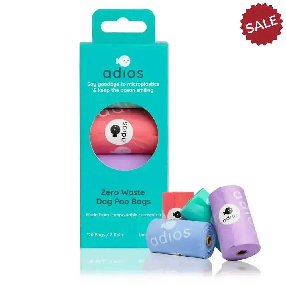 Adios Non Handle Poo Bags 8 Rolls 8 Rolls (120 Bags) Coral Pink Poop Bags