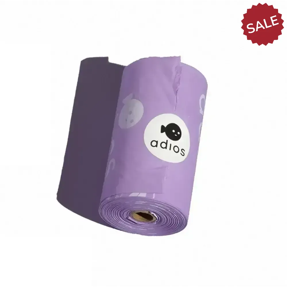 Adios Non Handle Poo Bags Single Roll Roll (15 Bags) Cornflower Blue Poop Bags