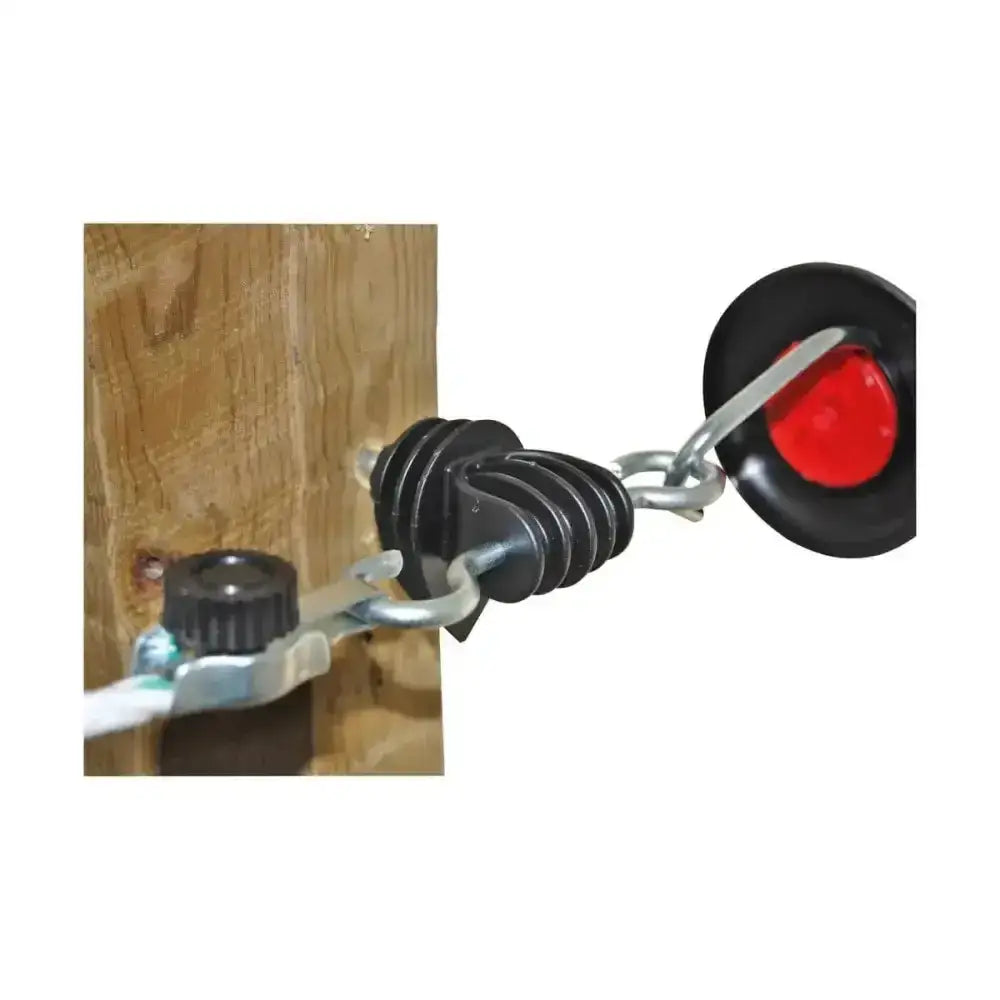 Agrifence classic gate black plastic spring-loaded latch with red button and metal chain for loop gateway insulator use