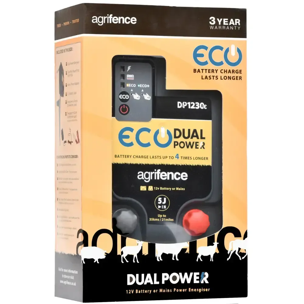 Agrifence DP1230 Eco Dual Power Energiser 5J Electric Fencing Energiser