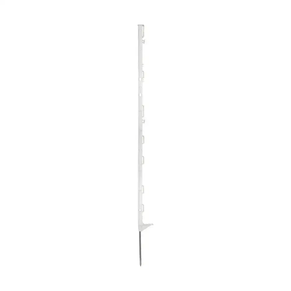 White plastic agrifence easypost garden edging stake with metal spike and patented interpost linking system