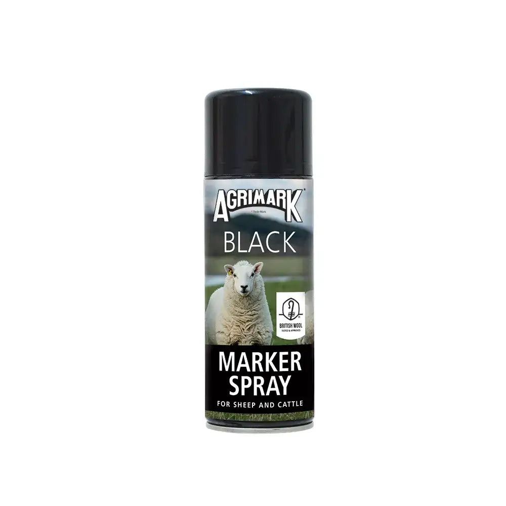 Agrimark marker spray black marker spray can with sleek metallic body and dispensing button for long lasting visible mark