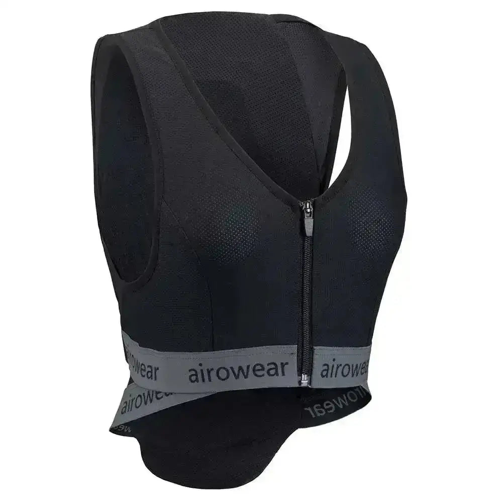 Black airowear shadow back protector for childs with mesh texture and gray branded strap meeting standard en1621-2-2014