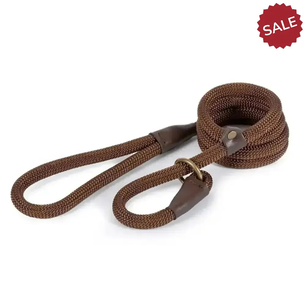 Ancol Heritage Collection Deluxe Nylon Rope Slip Lead 150 cm X 1.2 cm Brown Dog Lead