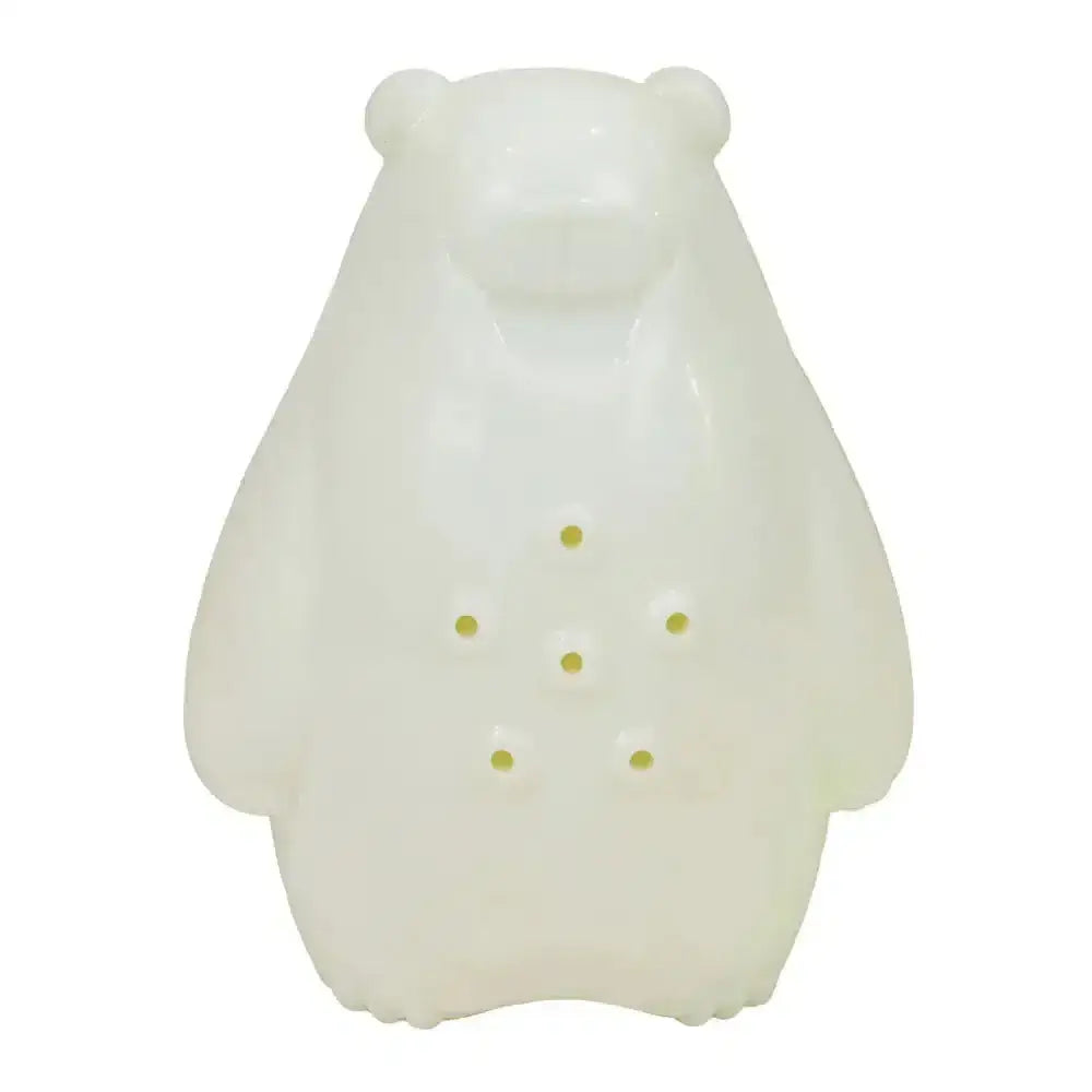 Ancol ice paws olwen ice bear white bear-shaped freezable bath toy with green dot pattern and glossy plastic finish