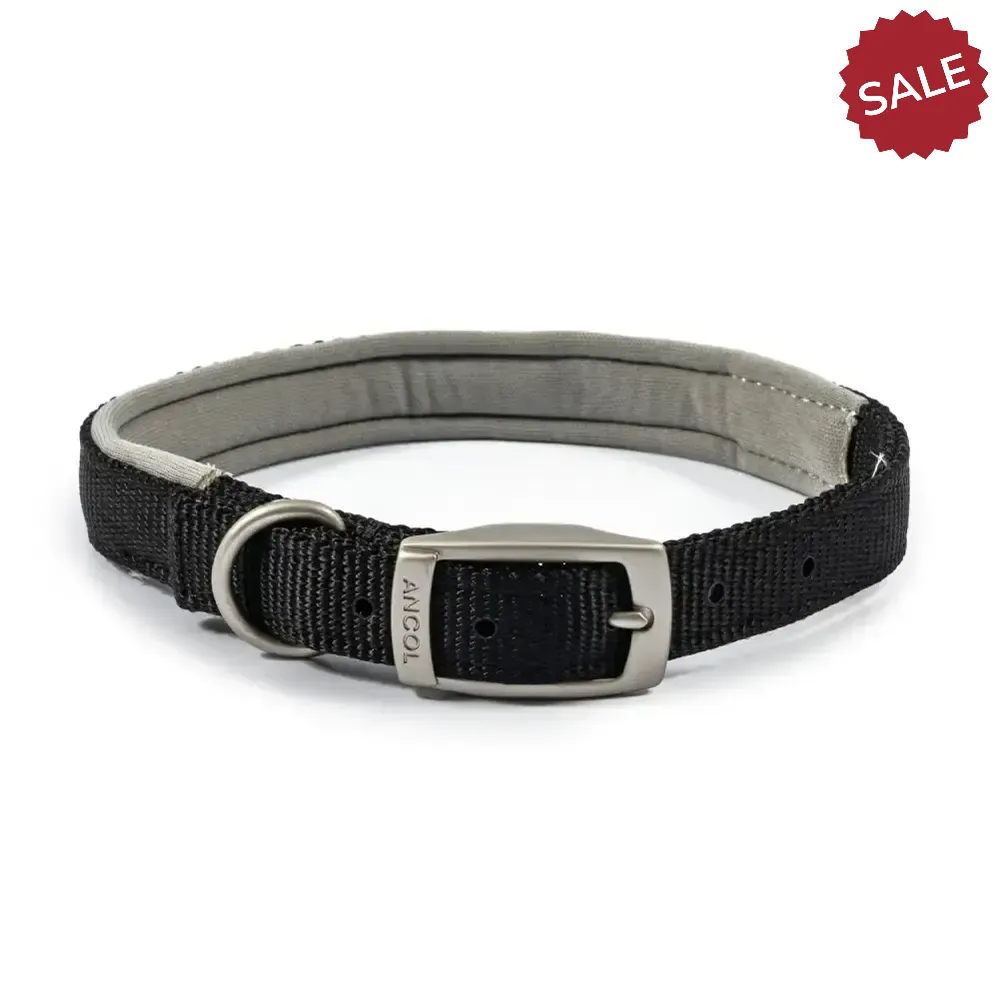 Ancol Padded Viva Collar Black 45-54cm-size-6 Dog Collars