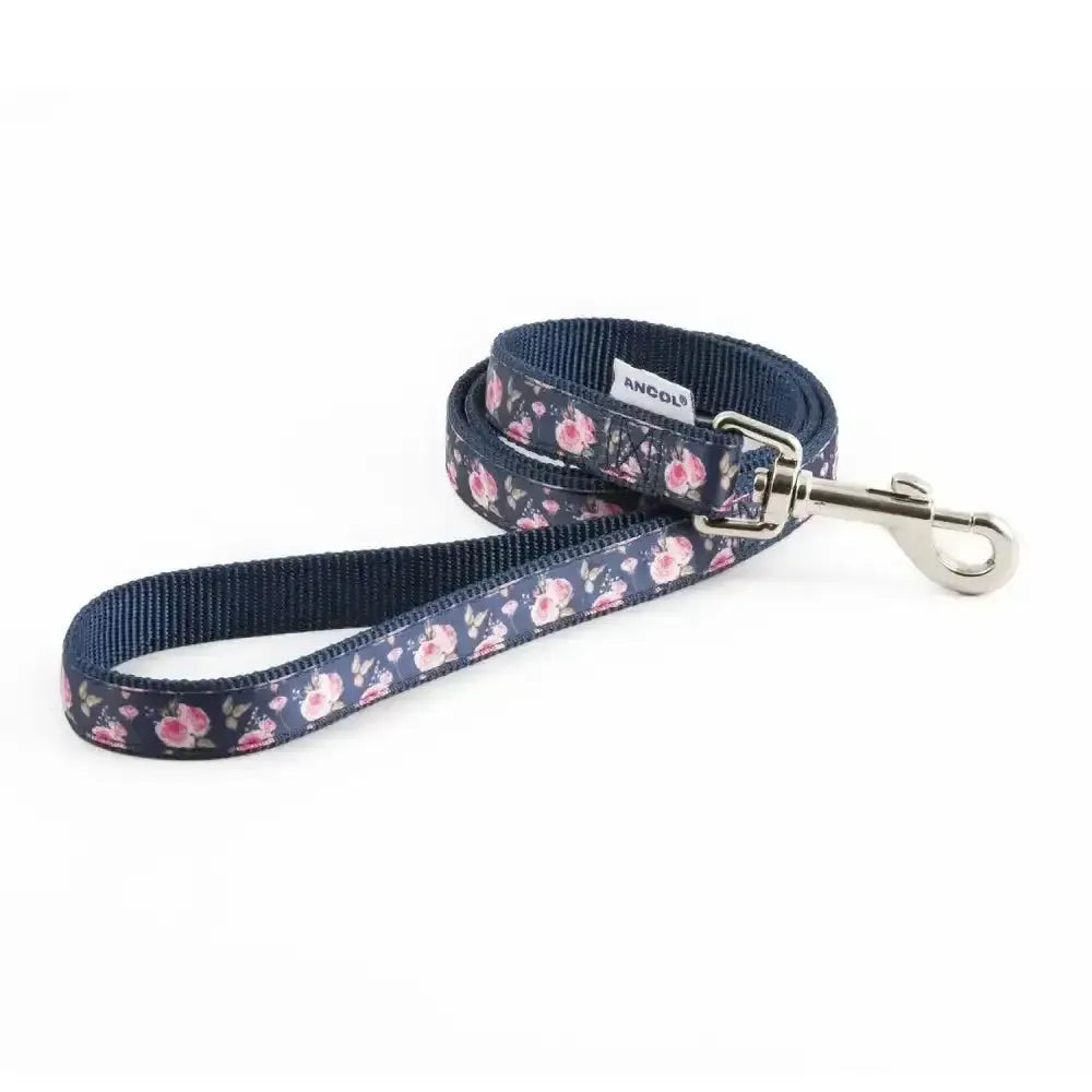 Ancol Patterned Collection Lead Navy/Rose 100 cm X 1.9 cm Navy Dog Collars