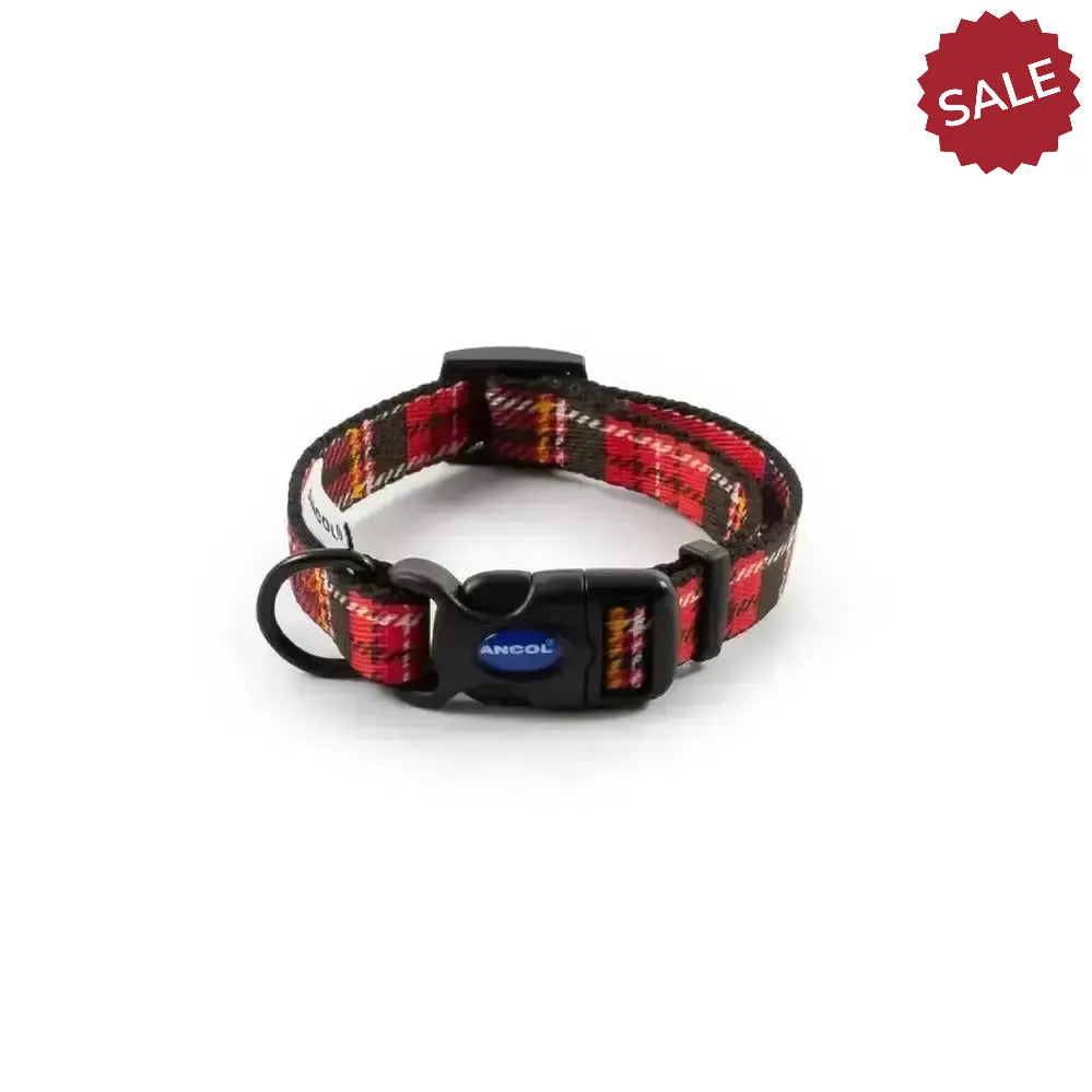 Ancol Patterned Collection Tartan Collar Red Size 1 - 2 (20-30cm) Red Tartan Dog Collars