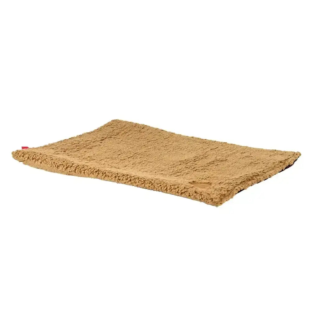 Tan plush sheepskin style pet bed ancol sleepy paws flat teddy fleece beige with soft textured surface and neat edges