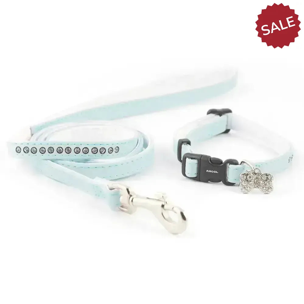 Ancol Small Bite Collar & Lead Deluxe Jewel Blue 20 - 30 cm Blue Dog Collars