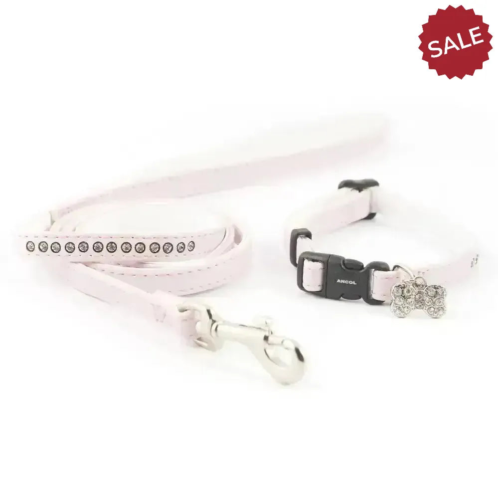 Ancol Small Bite Collar & Lead Deluxe Jewel Pink 20 - 30 cm Pink Dog Collars