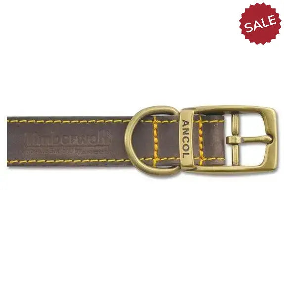 Ancol Timberwolf Leather Collar Sable Size 1 20-26cm Sable Dog Collars