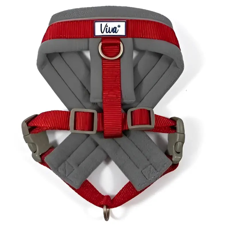 Gray and red ancol viva padanish designed dog harness with adjustable straps and metal hardware size 41-53cm m