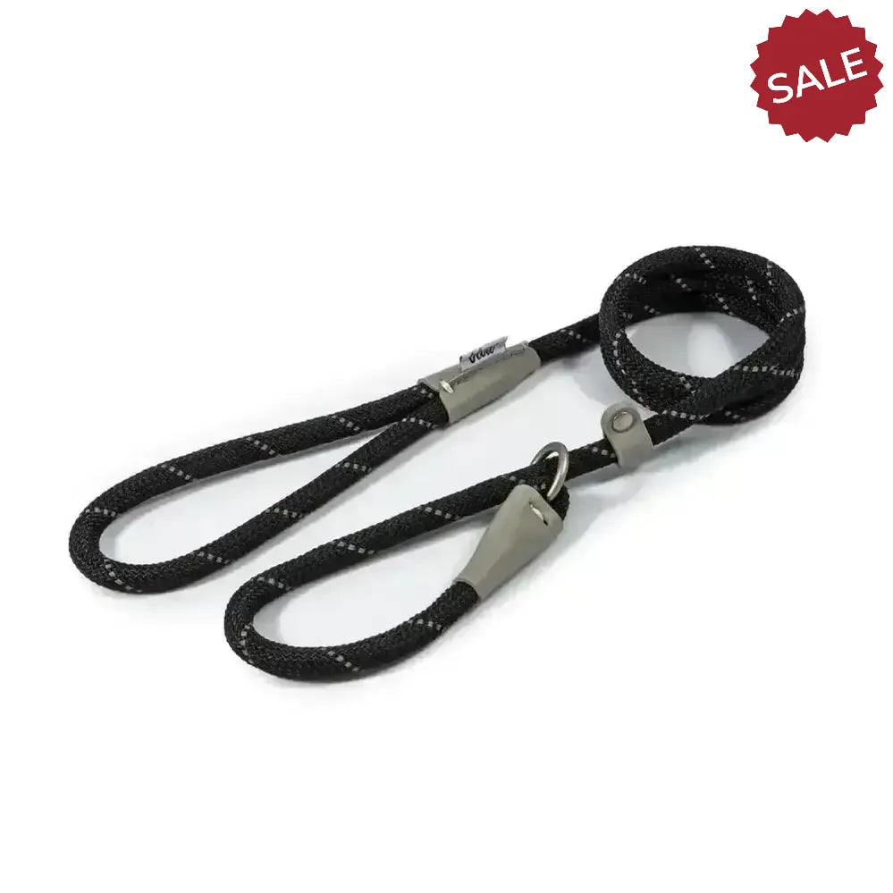 Ancol Viva Rope Slip Lead Black 120 cm X 1.0 cm Black Dog Lead