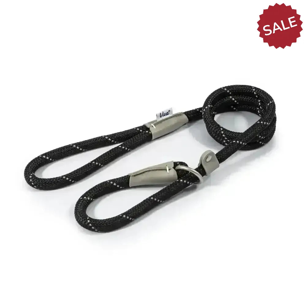 Ancol Viva Rope Slip Lead Black 120 cm X 1.2 cm Black Dog Lead
