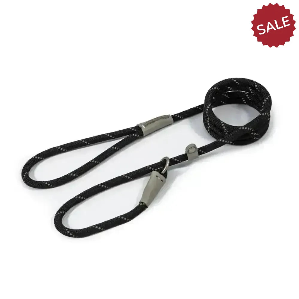 Ancol Viva Rope Slip Lead Black 150 cm X 0.8 cm Black Dog Lead