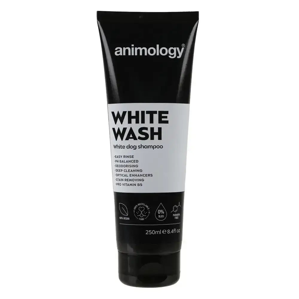 Black tube of animology white wash white wash shampoo for dogs one of the best whitening shampoos available