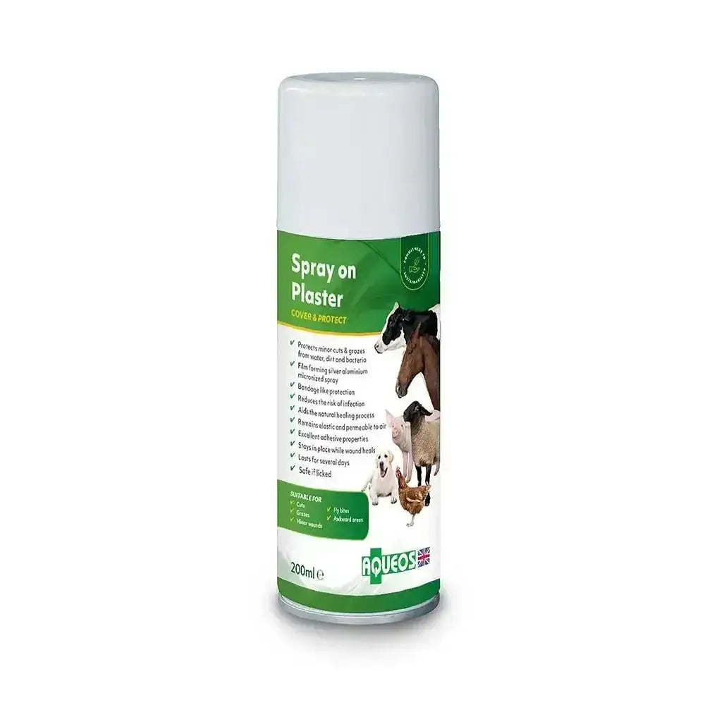 A white and green 200ml aqueos spray on plaster that protects minor cuts and offers easy spray application