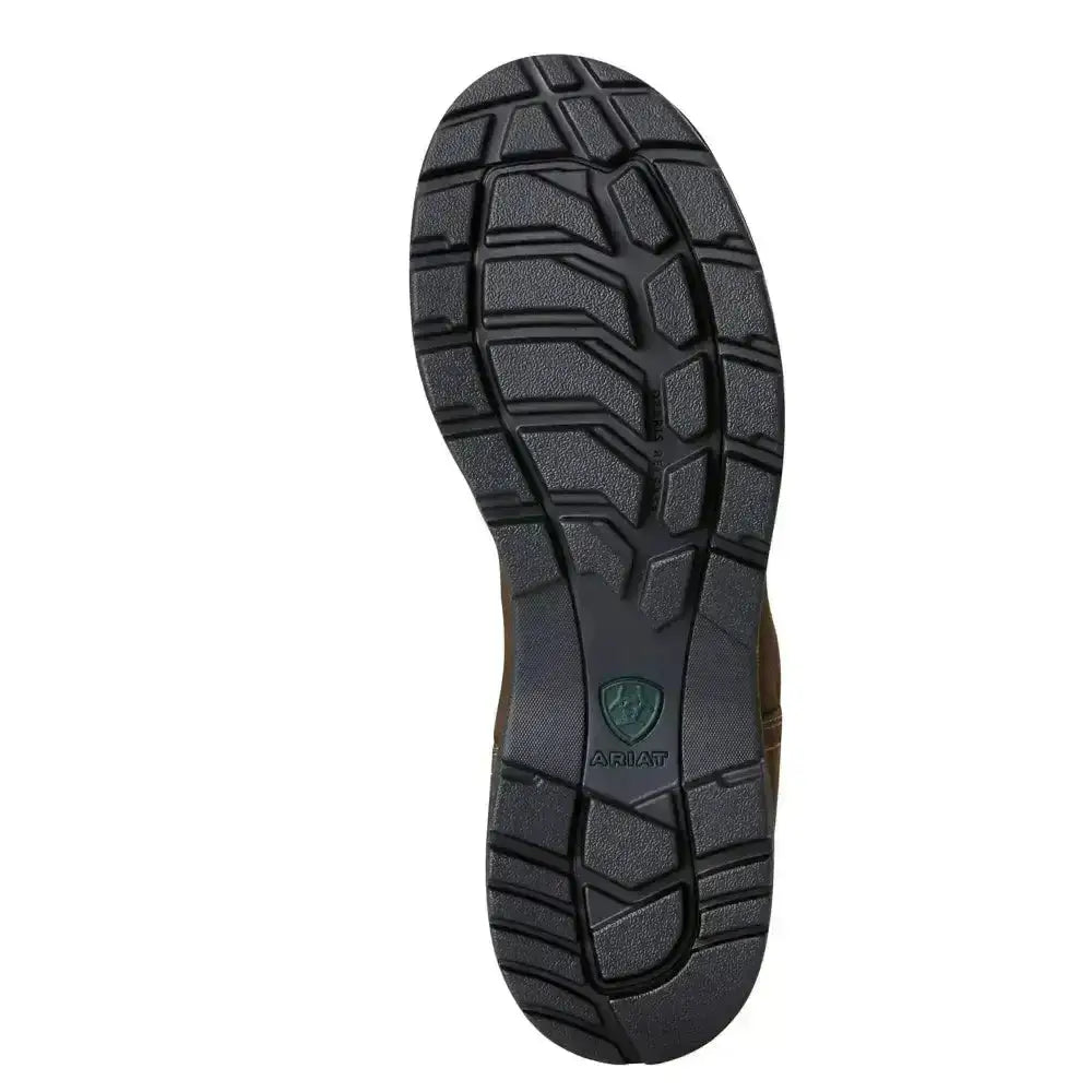 Black rubber sole with deep tread and green ariat logo on ariat eskdale h20 waterproof country boots