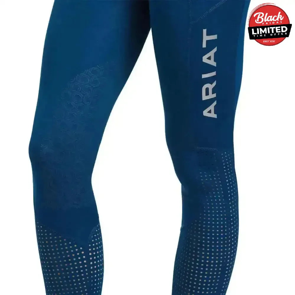 Ariat Ladies EOS Knee Patch Riding Tights With Phone Pocket And Logo Grey X Small Riding Tights