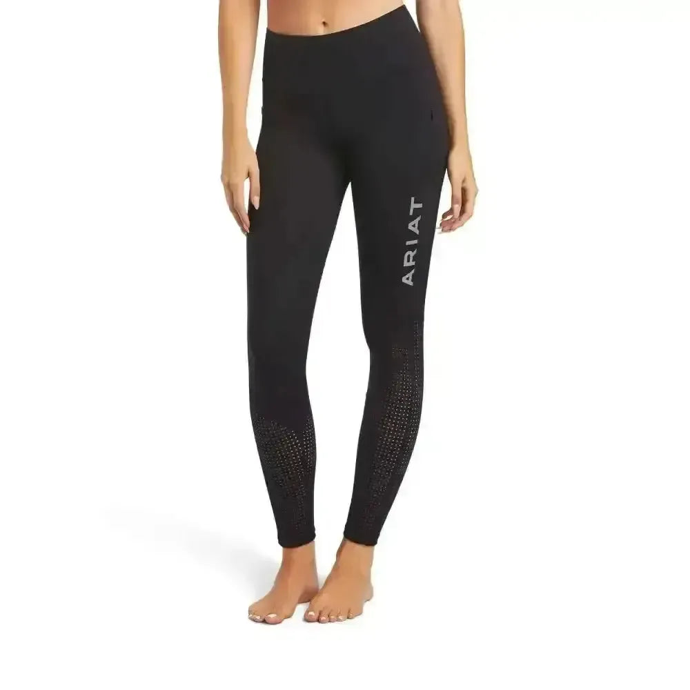 Ariat Ladies EOS Knee Patch Riding Tights With Phone Pocket And Logo Black X Small Riding Tights