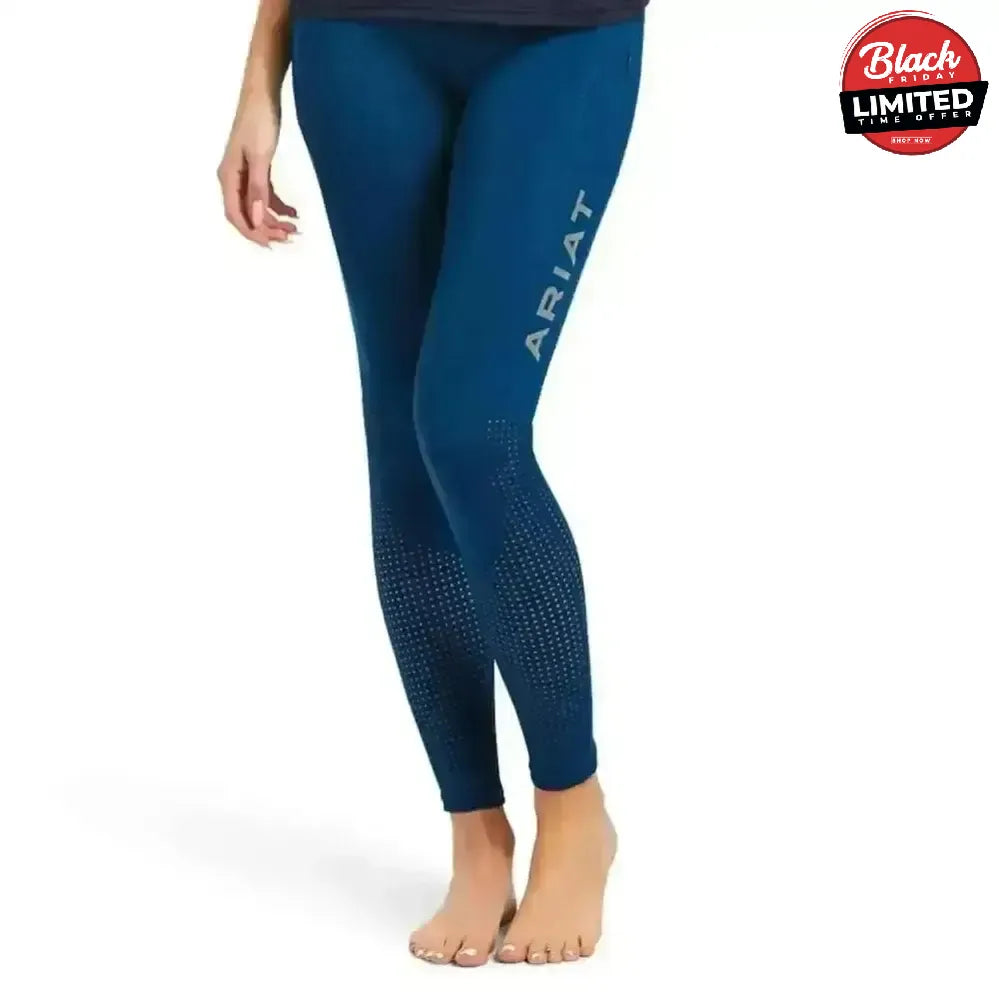 Ariat Ladies EOS Knee Patch Riding Tights With Phone Pocket And Logo Grey X Small Riding Tights