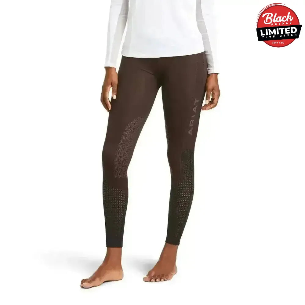 Ariat Ladies EOS Knee Patch Riding Tights With Phone Pocket And Logo Grey X Small Riding Tights