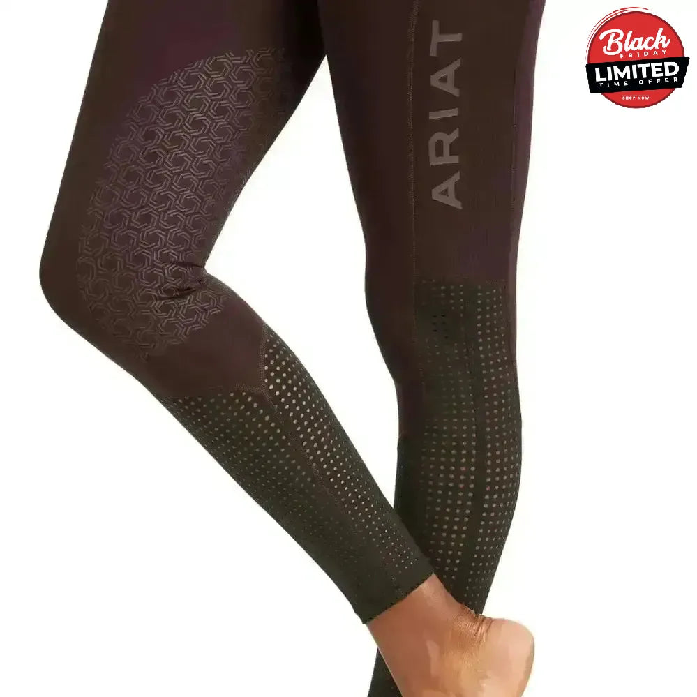 Ariat Ladies EOS Knee Patch Riding Tights With Phone Pocket And Logo Grey X Small Riding Tights