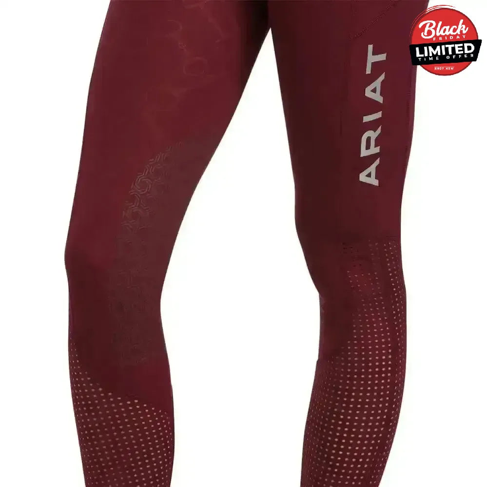 Ariat Ladies EOS Knee Patch Riding Tights With Phone Pocket And Logo Grey X Small Riding Tights